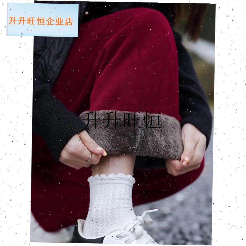哥拉红色b裤子秋冬2024新款雪尼尔阔腿裤女灯芯绒棉裤高腰直筒裤,