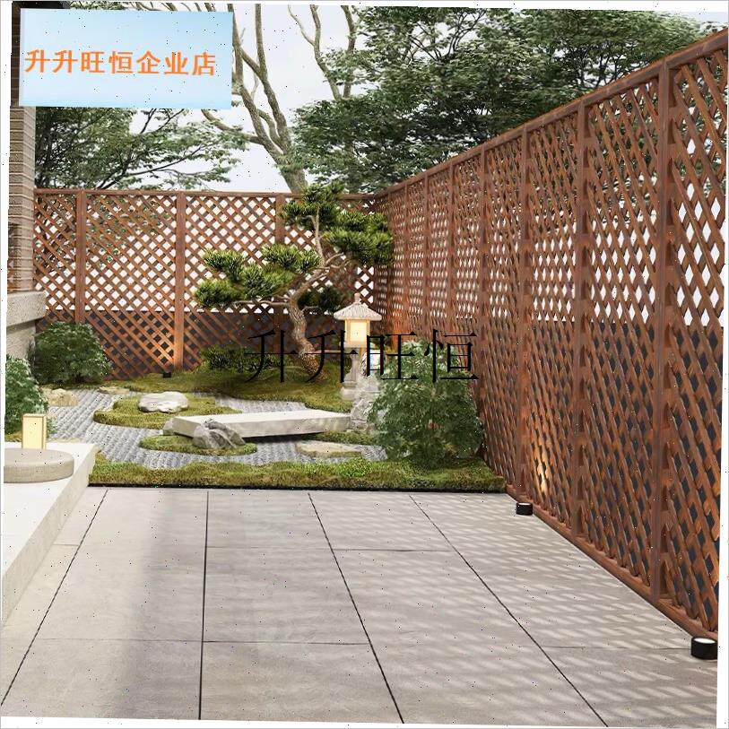 腐木栅栏篱笆围栏护栏庭院网格屏风隔断爬藤炭化木X花架装饰户外,