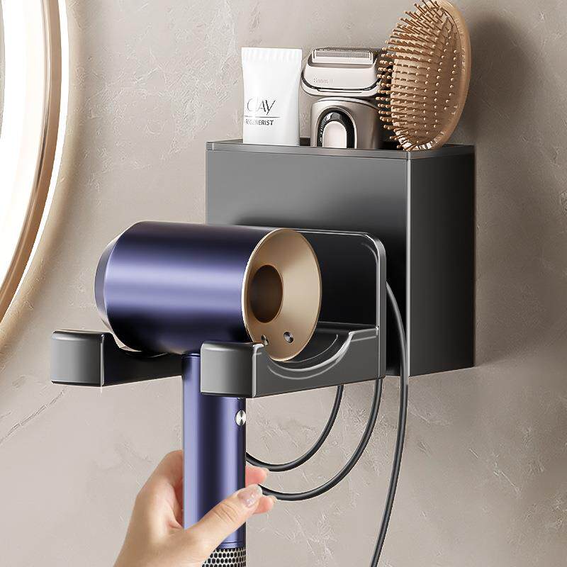 吹风机置物架免打孔卫生间收纳绕线电吹风挂架吹风筒支架浴室架子