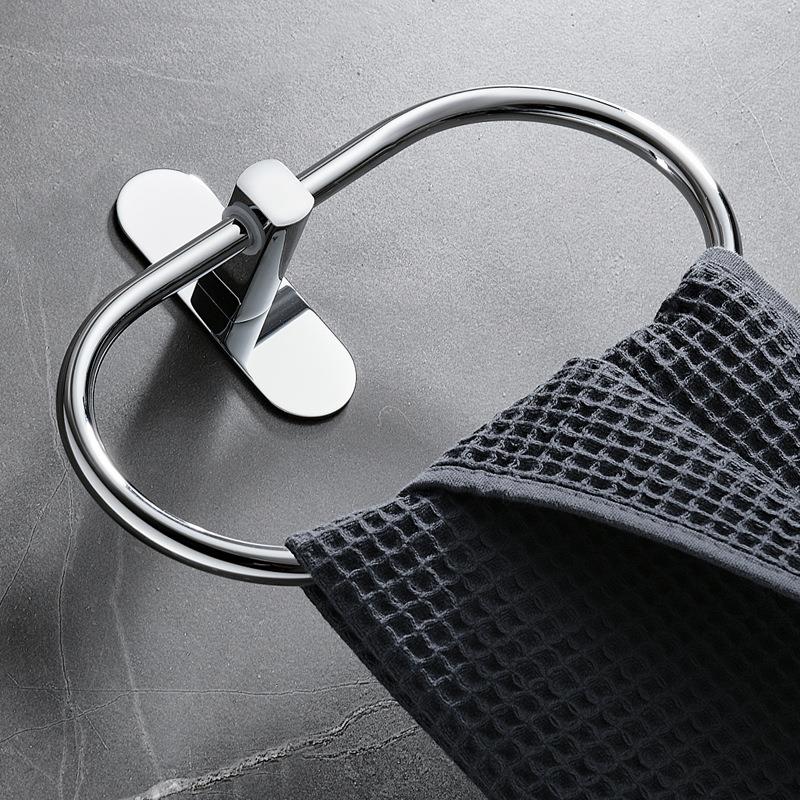 不锈钢毛巾环免打孔圆形浴室圆环毛巾挂圈擦手巾挂环卫生间毛巾架