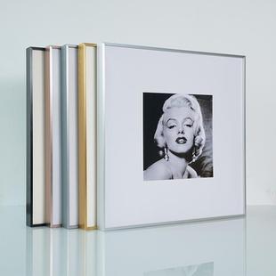 9WOR正方形铝合金画框外框任意尺寸摄影展览印照片细窄边相框挂墙