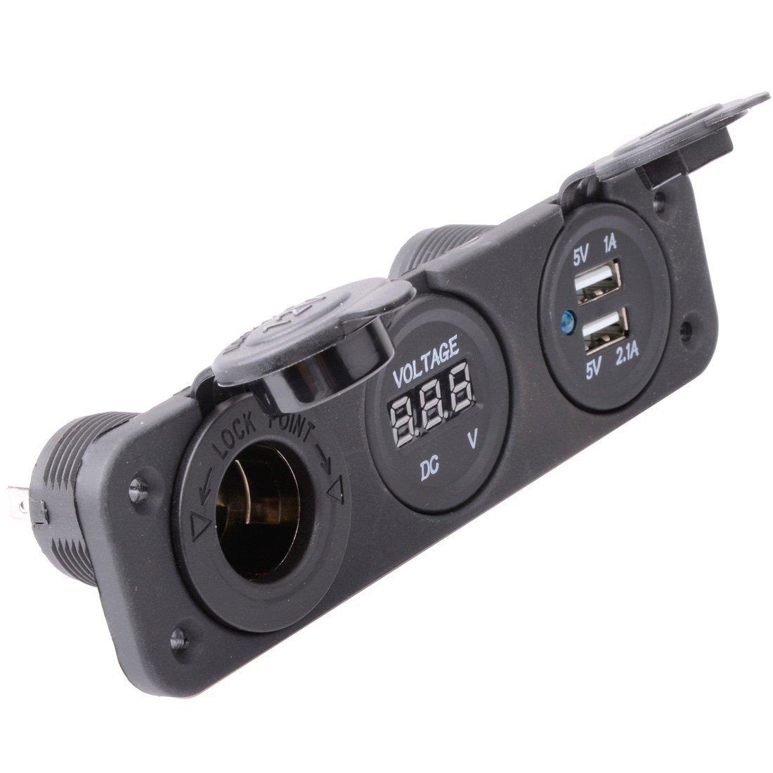 多功能 车充 USB充电器 车载点烟器 带显示 多用途 改装加装通用