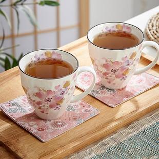 日本进口美浓烧和蓝手绘水杯茶杯陶瓷对杯礼盒生日礼物女马克杯子