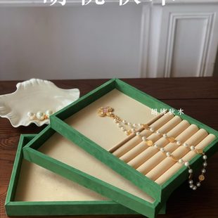 木质首饰托盘耳饰珠宝戒指项链陈列收纳饰品展示架展柜道具小号
