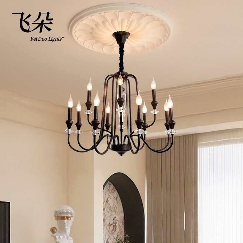 飞朵 美式复古客厅吊灯高级感卧室餐厅灯法式中古风设计师大厅灯,家装灯饰光源,客厅吊灯,淘宝优惠券,粉丝福利购,淘宝优惠卷