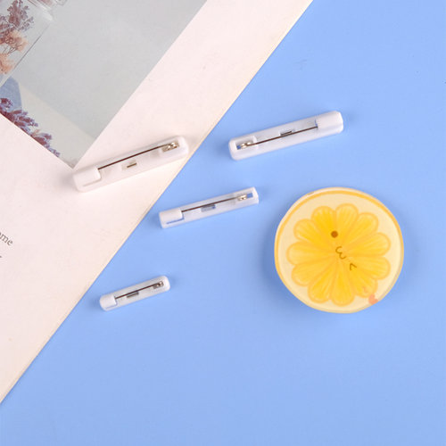 白色塑料胸针平底底托手工制作diy徽章材料配件胸针别针扣带胶