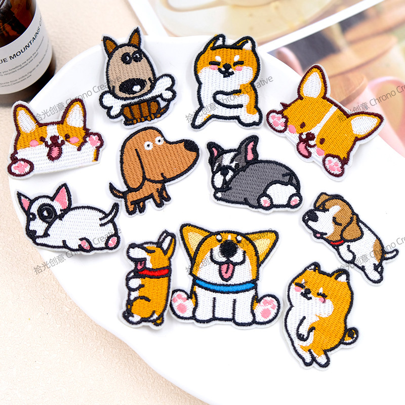 刺绣布贴补丁贴柯基柴犬小狗手工diy服装熨烫手缝装饰动物布贴,居家布艺,布贴,淘宝优惠券,粉丝福利购,淘宝优惠卷