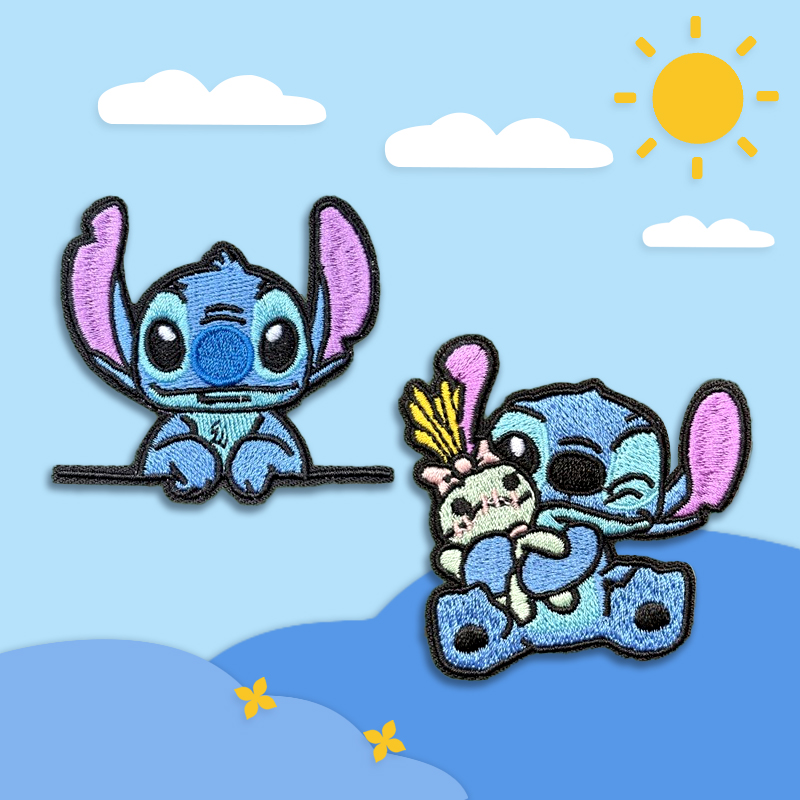 卡通可爱史迪仔刺绣布贴衣服贴自粘贴羽绒服补丁贴修补洞贴手机贴