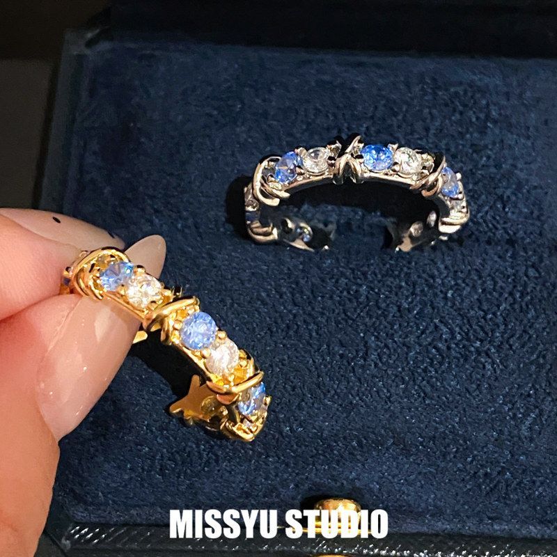 戒指戒轻奢女手饰开口!风锆石潋滟ins高级感猫眼石冷淡流光食指