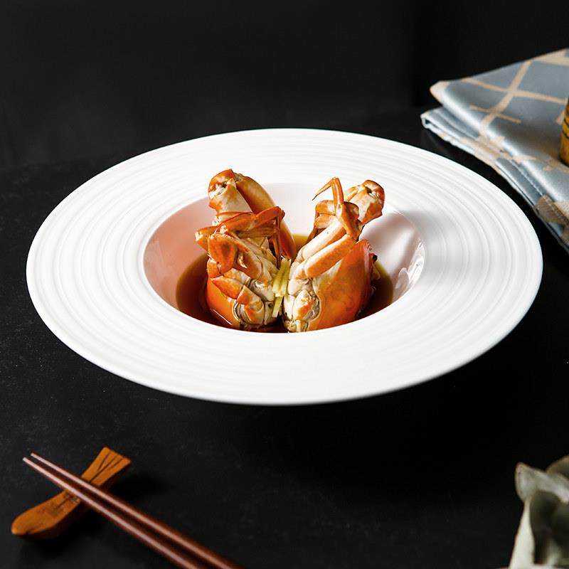 纯白十寸大号西餐飞碟盘草帽盘陶瓷意大利面盘意面盘餐厅餐具商用,餐饮具,盘,淘宝优惠券,粉丝福利购,淘宝优惠卷