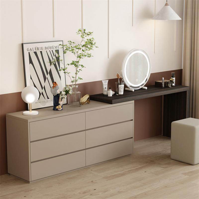 胡桃记卧室梳妆台斗柜一体组合轻奢高级可伸缩书桌化妆桌床尾收纳,住宅家具,梳妆台/桌,淘宝优惠券,粉丝福利购,淘宝优惠卷