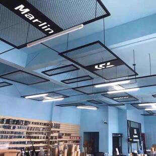 工业风吊顶装饰网天花板方格网格定制铁架悬挂镂空加密铁丝网网片