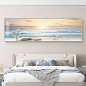 画日出东方客厅墙壁画 海边风景卧室装 饰画 画清新简约情侣主卧床