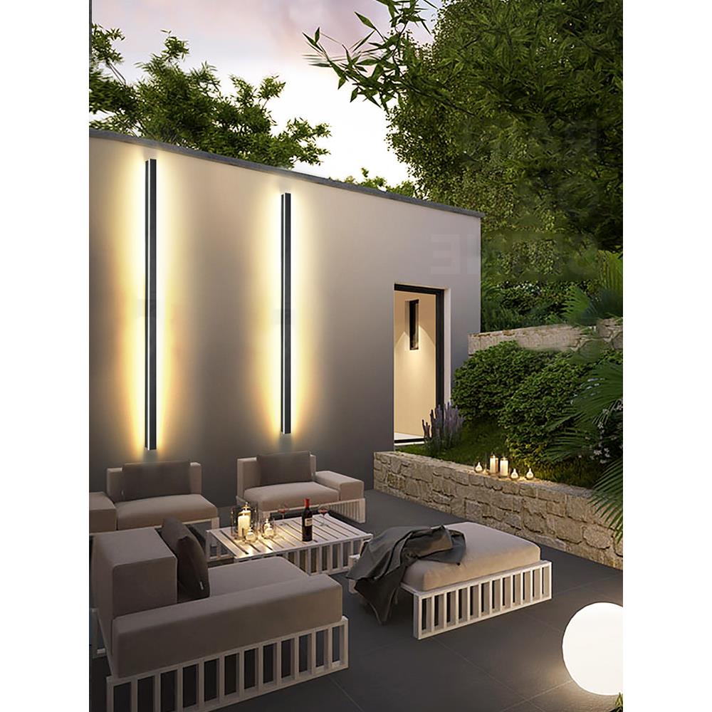 户外壁灯防水极简长条别墅庭院室外门头led别墅门口太阳能外墙灯