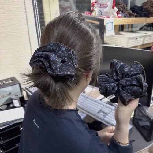 韩国时尚高级感印花大肠发圈女气质高马尾皮筋头绳高弹力耐用发绳