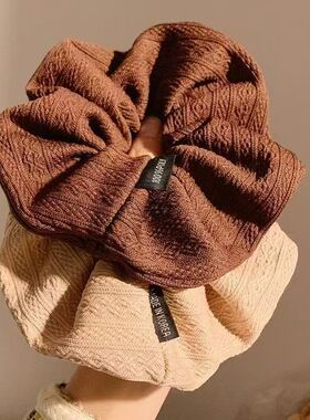 百搭复古奶咖色系发圈女针织花纹布艺大肠圈扎丸子头马尾头绳皮筋