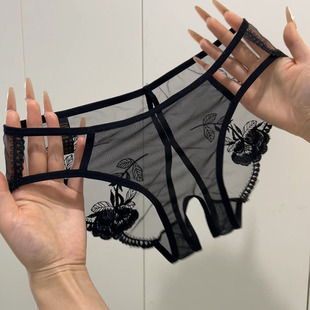 《你睡觉爱脱不脱！我偷偷插进来》性感透明网纱蕾丝刺绣内裤女