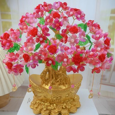DIY串珠招财手工制作发财树编织制作花开富贵摆件发财树摇钱树