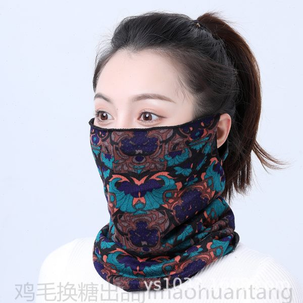 带冬春秋套头百搭面罩女秋套围巾冬季脖丝巾挂耳式口罩保暖围脖