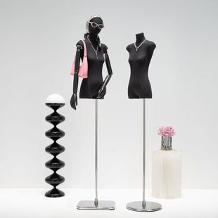 扁身模特道具女人台橱窗服装 人偶黑色全身直展示架模特韩版 店