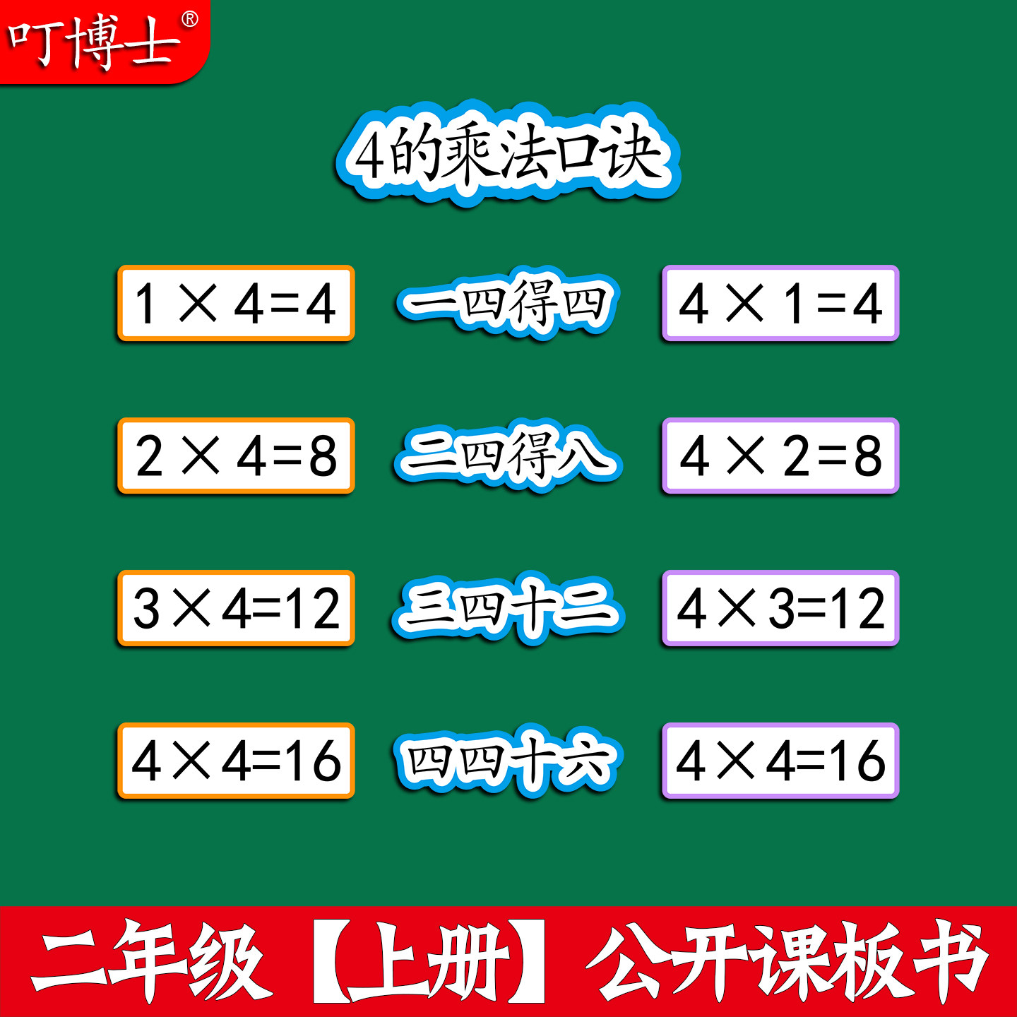 4的乘法口诀公开课板书贴教具