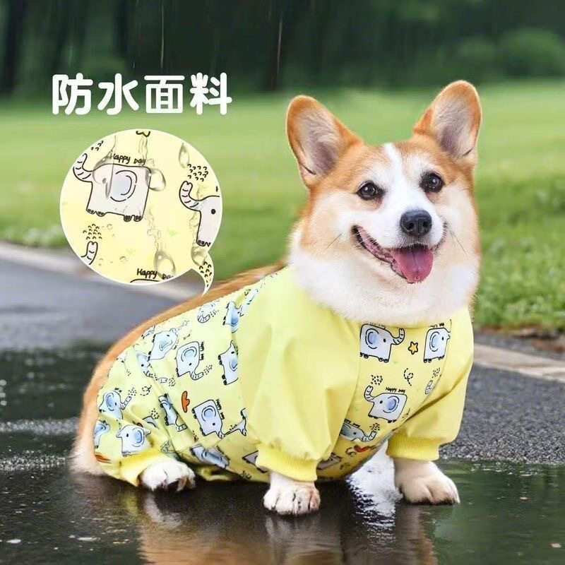 宠物狗狗肚兜衣服四脚全包防着凉防水狗雨衣柯基防脏护肚衣防尘裤