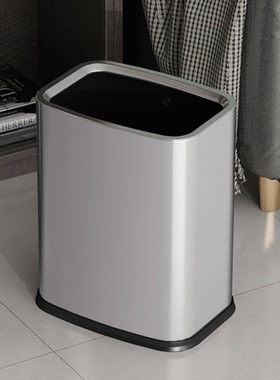 无盖垃圾桶厨房家用客厅不锈钢大容量酒店卫生间办公室用2025新款