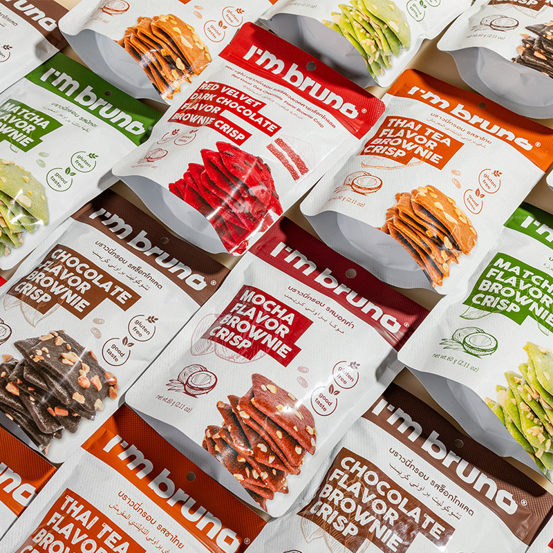 泰国进口I'm bruno巧克力味摩卡脆皮布朗尼坚果薄脆片小饼干零食