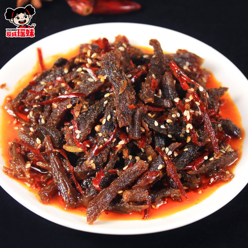 爱成瑶妹爆香牛肉条湖南手工麻辣