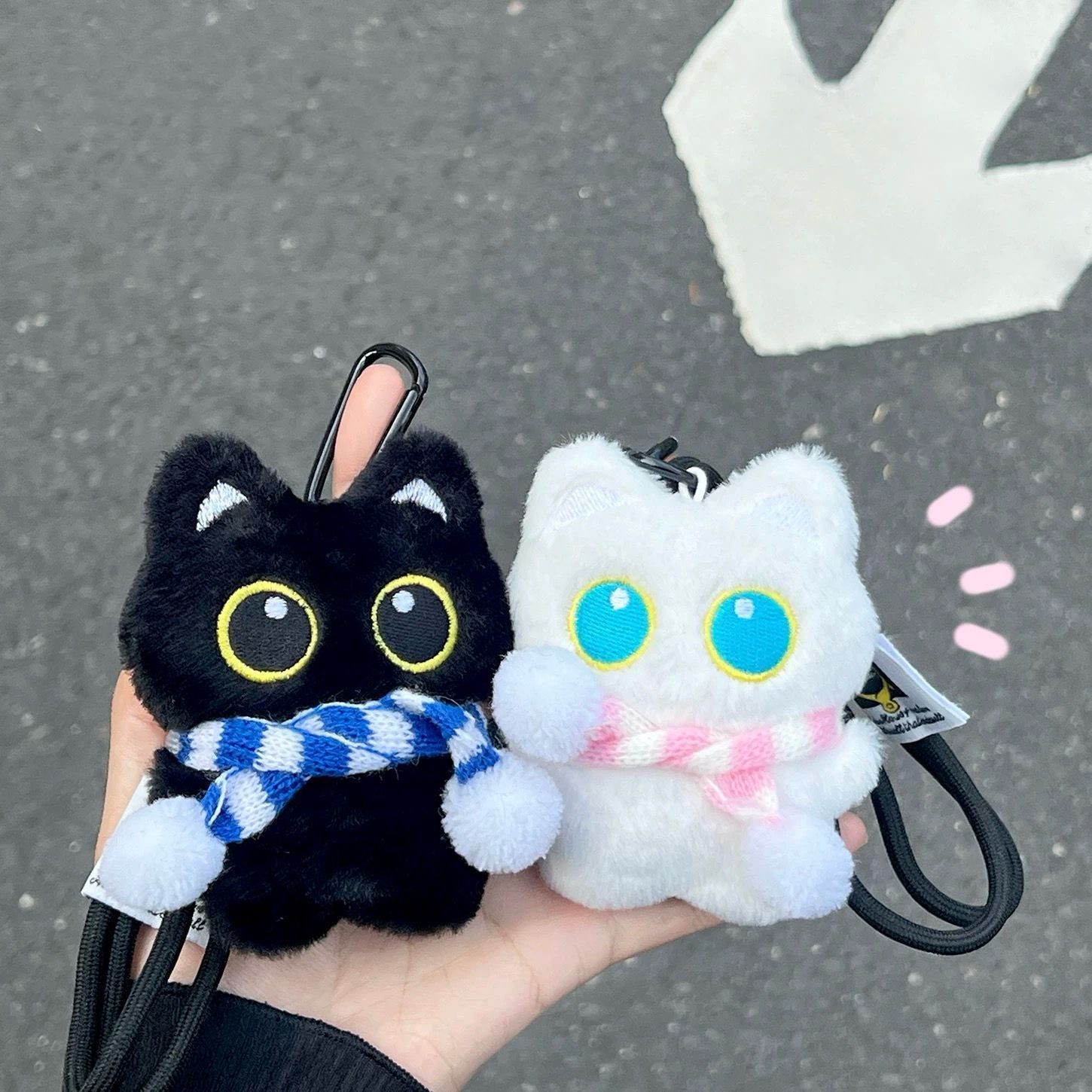 超萌情侣小猫毛绒公仔钥匙扣可爱学生书包挂件ins风玩偶送闺蜜NS