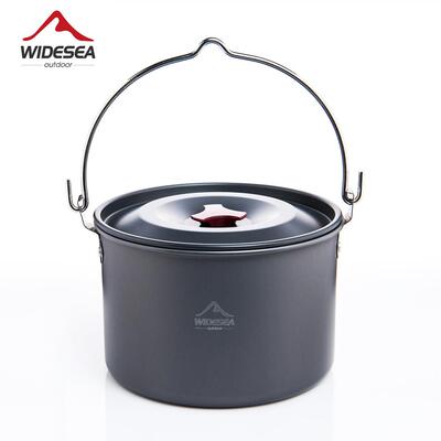 Widesea吊锅4-5人便携式户外炊具4L大容量野炊露营锅具铝合金吊锅