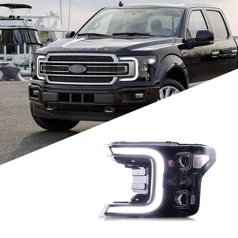适用于福特18-19款猛禽F150大灯总成改装LED日行灯双透镜氙气大灯