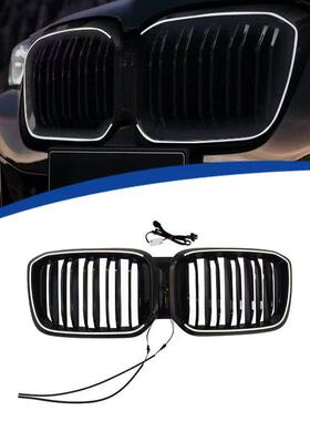 适用于2022-2024款X3宝马G01双线款发光LED中网