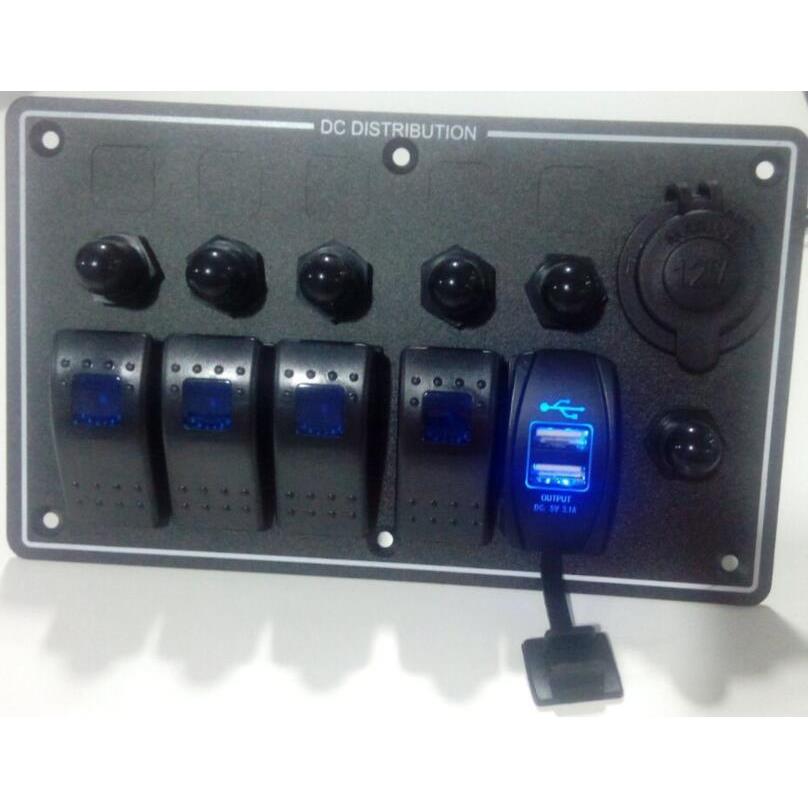 新款改装防水防尘开关面板配开关式双USB加电源母座