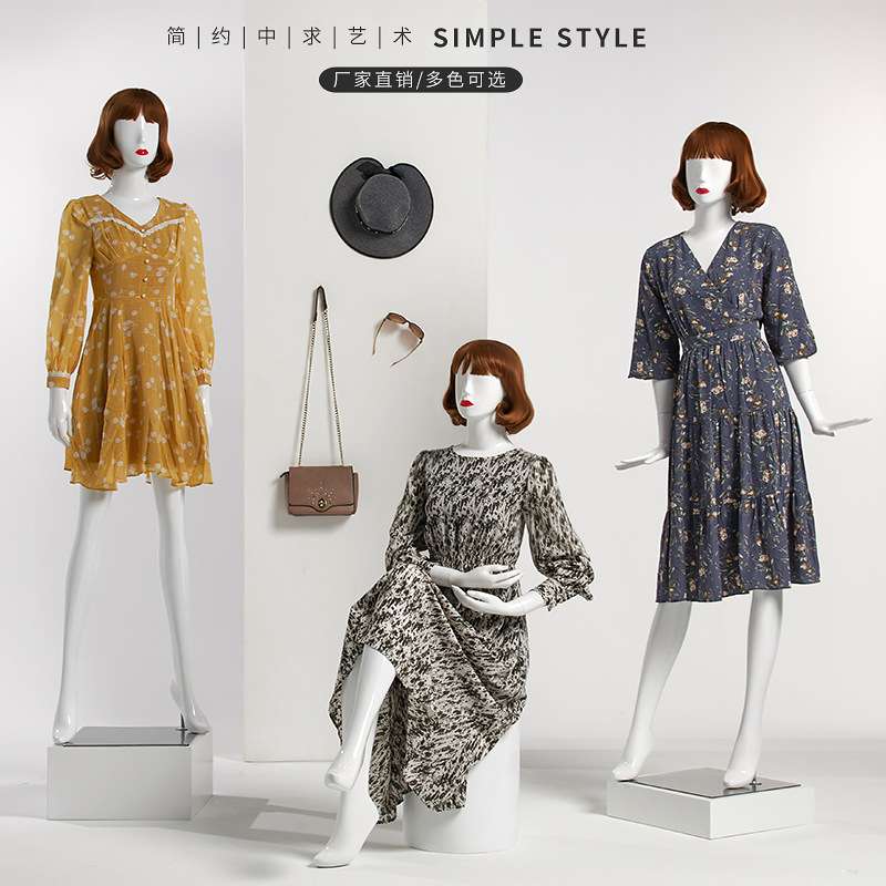 服装店模特展示架女橱窗假人亮白人偶个性化红唇时尚女模特道具