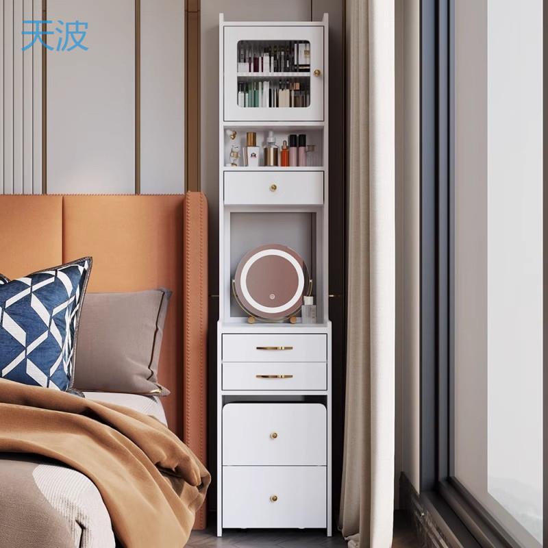 dnd新款实木梳妆台简约风床头柜高柜卧室小户型收纳一体迷你主卧4