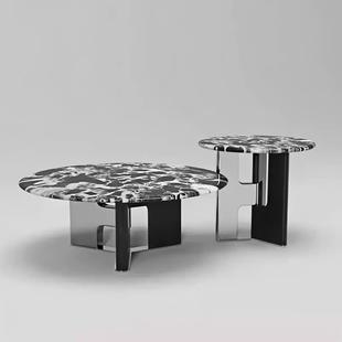 2025新款茶几天然大理石意式极简客厅家用可移动创意组合创意设计