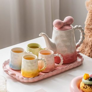 喝水新风感家用待客水杯 茶杯水壶整套奶油居乔迁高级茶具杯子套装