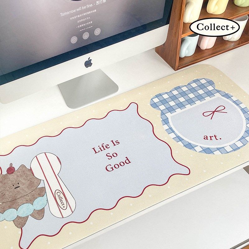 蝴蝶结超大鼠标垫桌垫游戏皮革垫办公室防水书桌垫女生电脑键盘垫