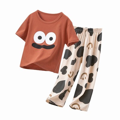 儿童睡衣夏季薄款纯棉短袖长裤大童男童女童小孩子夏天纱布家居服