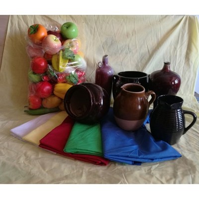 教具美术用品画材 陶瓷器静物陶罐衬布蜡果组合素描套装 包邮