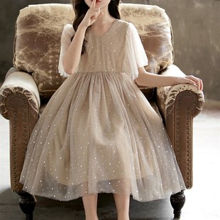 女童连衣裙2021夏季 中大童公主纱裙儿童表演出白色礼服裙165 新款