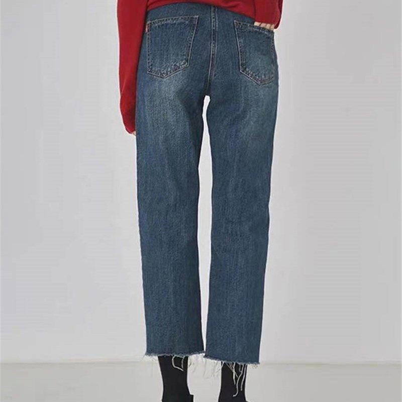 大码牛仔裤女秋季2024新款微胖梨形身材直筒牛仔裤女小个子穿搭潮