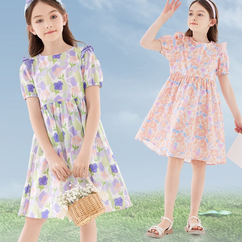 女童连衣裙夏季纯棉儿童裙子2024新款夏装中大童洋气薄款公主裙