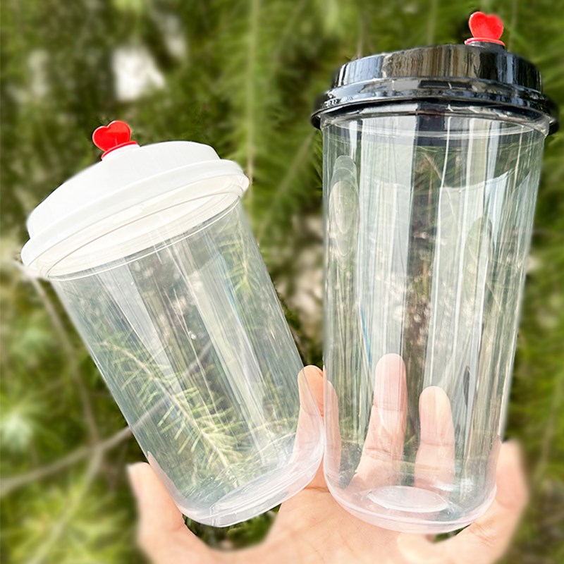 90口径加厚高透U型奶茶杯光杯胖胖杯 一次性柠檬茶果汁饮料塑杯子