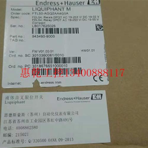 极速议价a全新E+H液体音叉液位计FTL50-AGR2AA4G5A 极限开关 FTL5