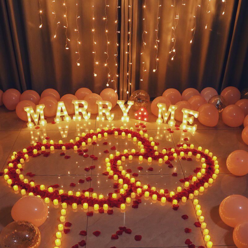 新品求婚布置室内ins风电子蜡烛灯浪漫现场网P红套餐简约创意用品