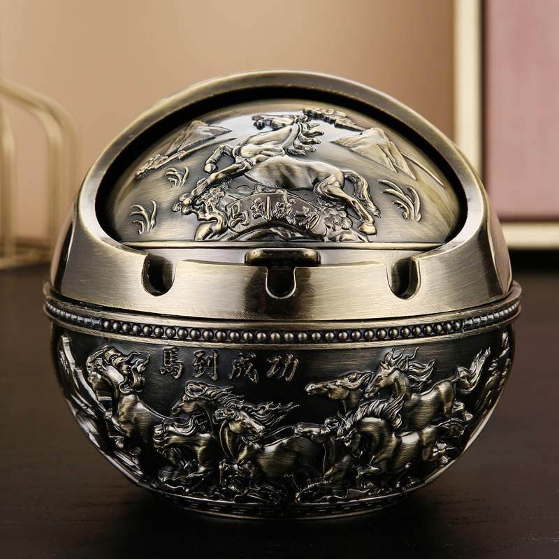 极速纯铜灰缸带盖欧式小烟灰缸家用D客厅创意个性潮流复古防飞灰