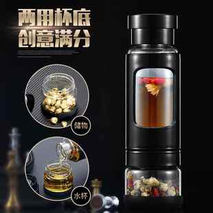 極速 塑玻杯水杯雙層玻璃杯泡茶杯禮品可拆卸雙杯 新e款