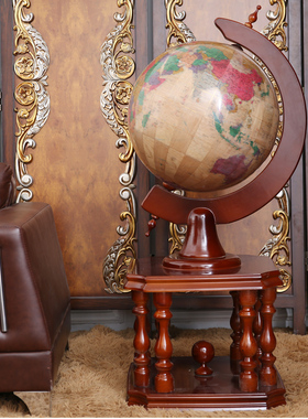 极速促志诚60cm欧式大号高清详标实木地J球仪木质工艺品落地摆件